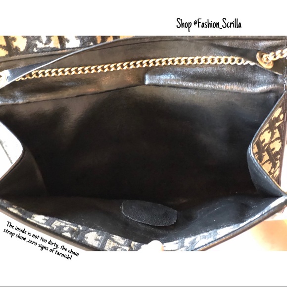 Vintage Christian Dior Blue Gold & Black 70’s Oblique Jacquard Logo Flap bag - Picture 4 of 9